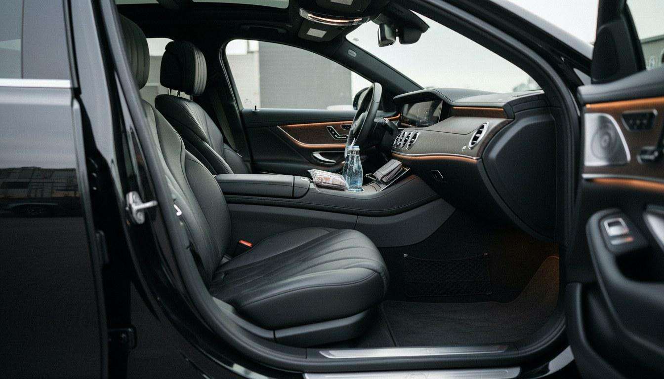 Luxury limo interior staged and ready for a booking in the local area