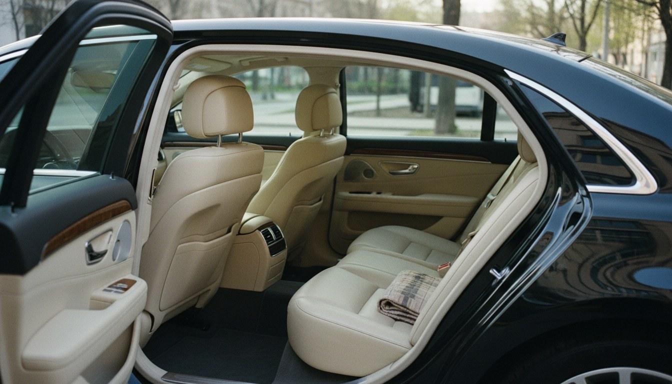 Empty luxury black car interior ready for a reservation in the local area
